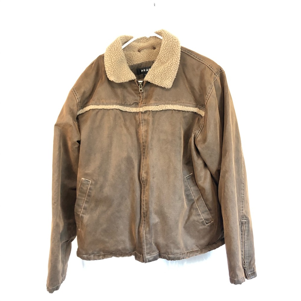 Prague Womens Large Coat Faux Leather Fleece Lined
